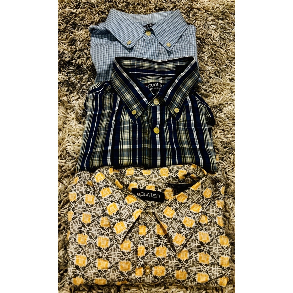 NWOT Men's Puritan‎ Wrinkle Resistant Large 42/44 Short Sleeve Shirts Bundle
